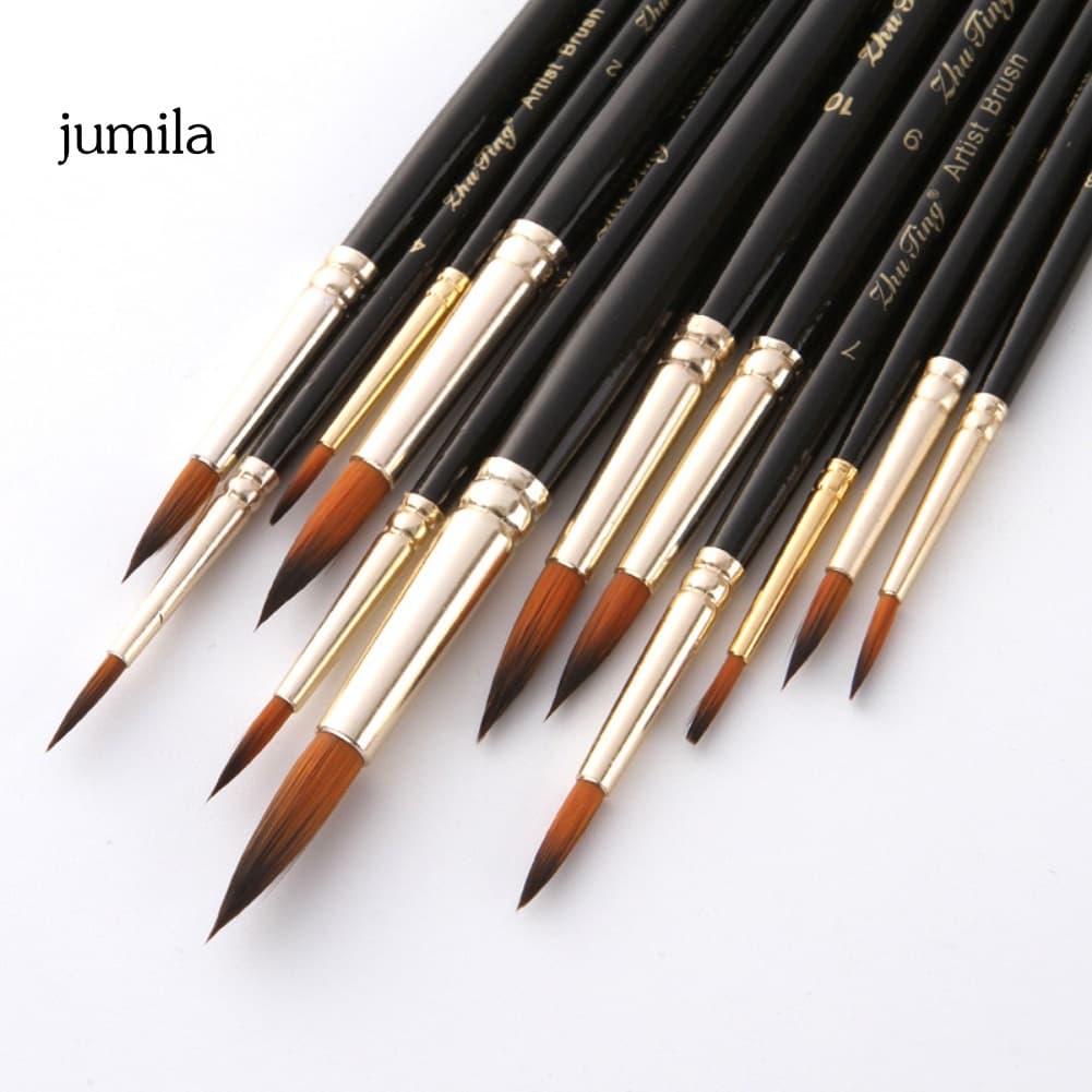 (jum) 12 Pçs / Conjunto Pincel De Pintura Profissional Pintura A Óleo Aquarela Acrílico