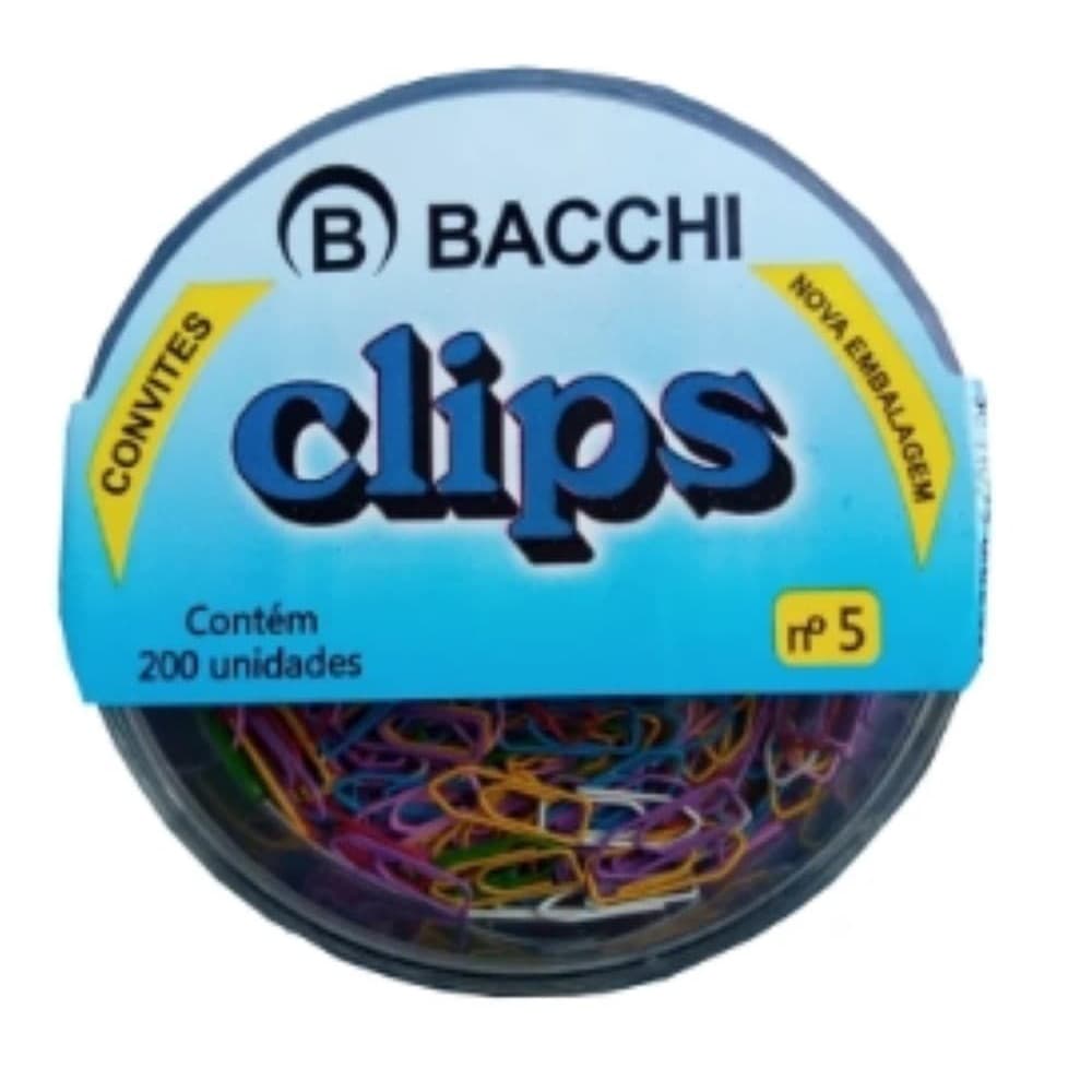Clips Mini Nº 5 Colorido Caixa Com 200 Unidades Bacchi