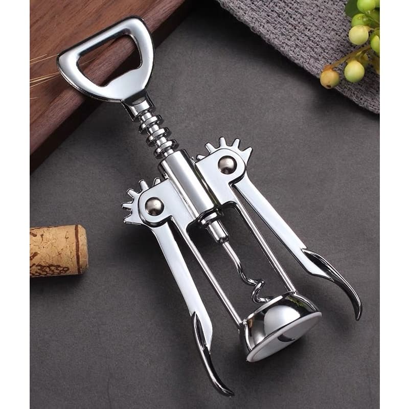 Abridor De Garrafa Vinho Saca Rolha Tipo Borboleta Multiuso Cozinha Casa Bebida Gourmet em Aço Inox