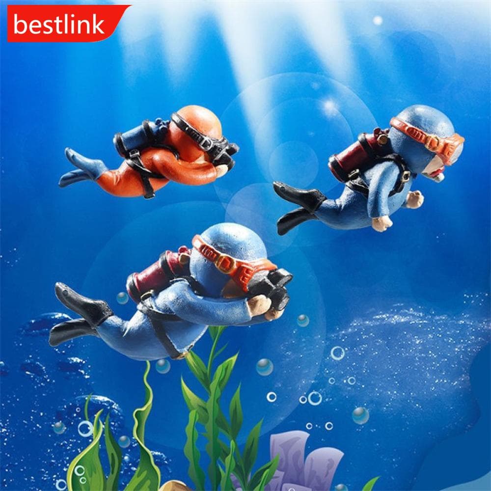 BESTLINK 1pc Acessórios Luminosos Para Aquário Simulados De Mergulhador Resina Flutuante Ornamentos Interessantes Decoração De Paisagismo De Tanques De Peixes C3D5