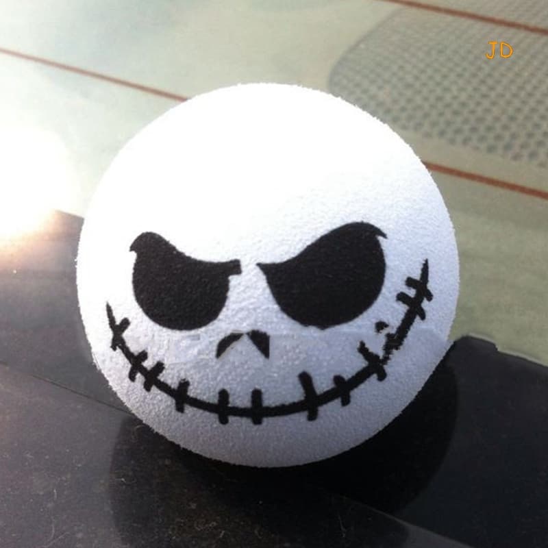 JD Assustador Cabeça De Crânio Demoníaco Redonda Patch Boca De Cartoon Adorável Bolas De Antena De Bonecas Decoração De Tejadilho De Carro Ornamento