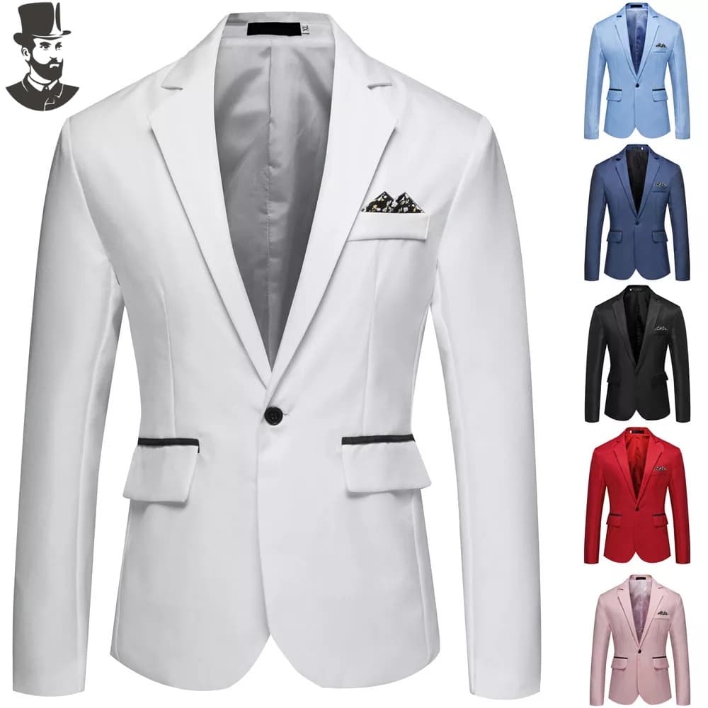 Plus Size Terno Blazer Formal Masculino Cor Lisa De Manga Longa Abotoado Com Bolsos Slim Fit Para Casual Social Festa
