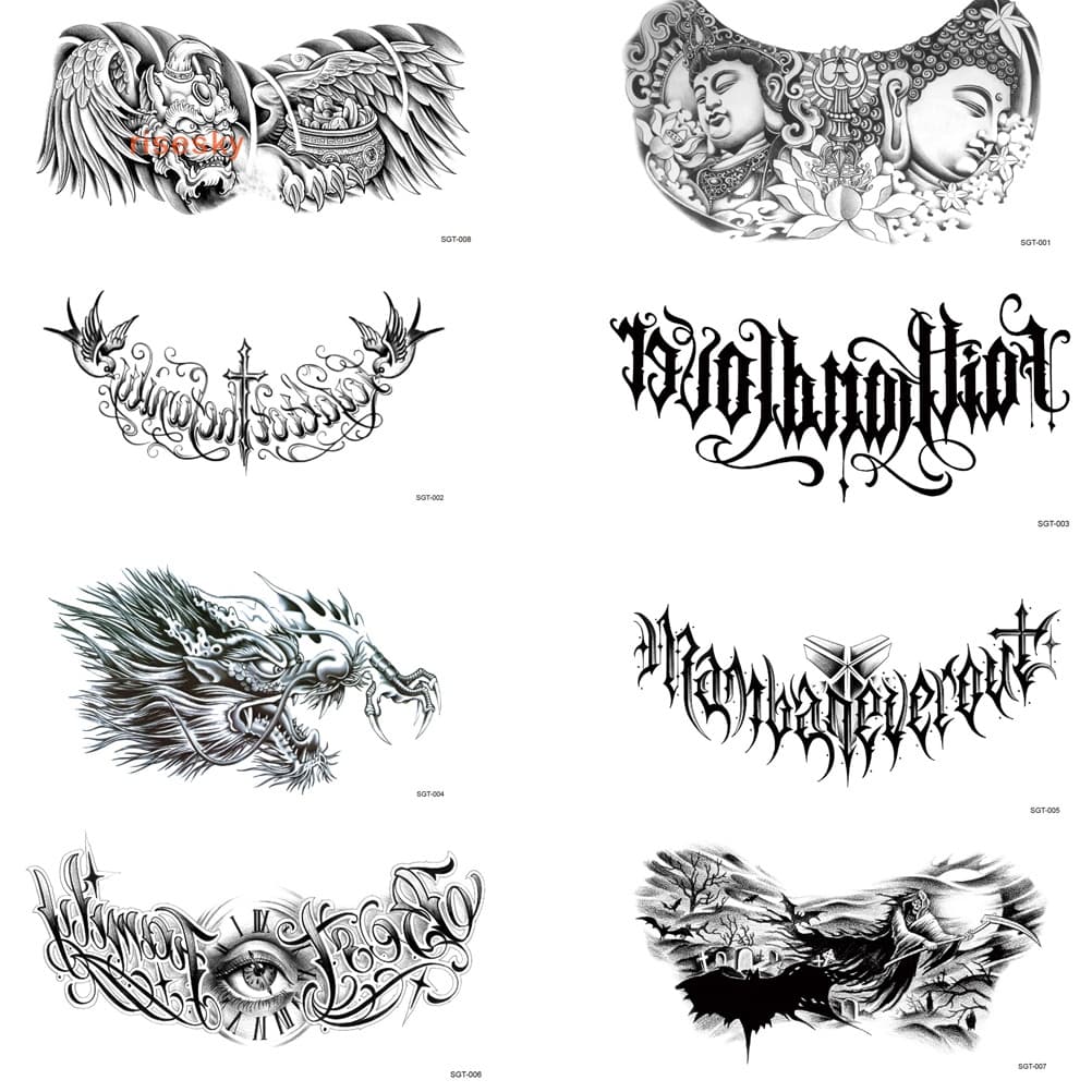 [Cintura Grande Ombro Do Peito Costas À Prova D'água Cruz De Tatuagem Temporária