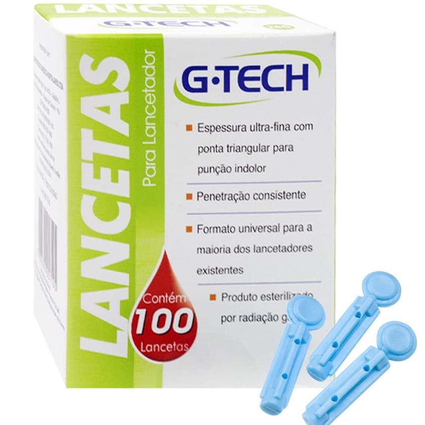 Lancetas G-Tech 100 unidades - para teste de glicemia