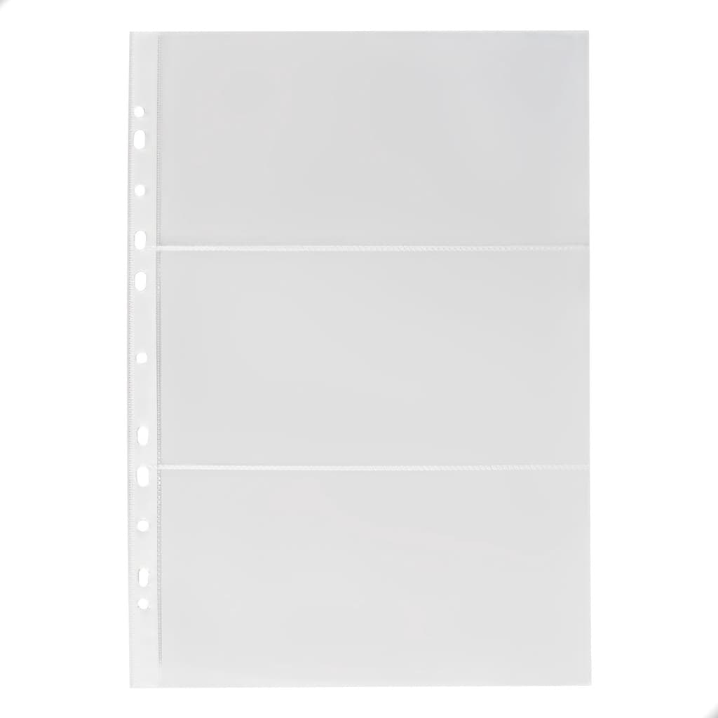 Kit 10 Folhas para Cédulas 32x24 Polipropileno 3 Espaços