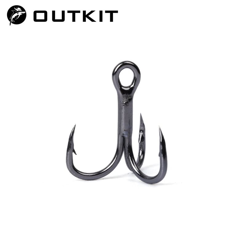 OUTKIT 10pcs 3x BLOOD SLOT Forte Super Sharp Round Hook Antirust Aço Com Alto Teor De Carbono 10-18 # Anzóis Triplos De Pesca
