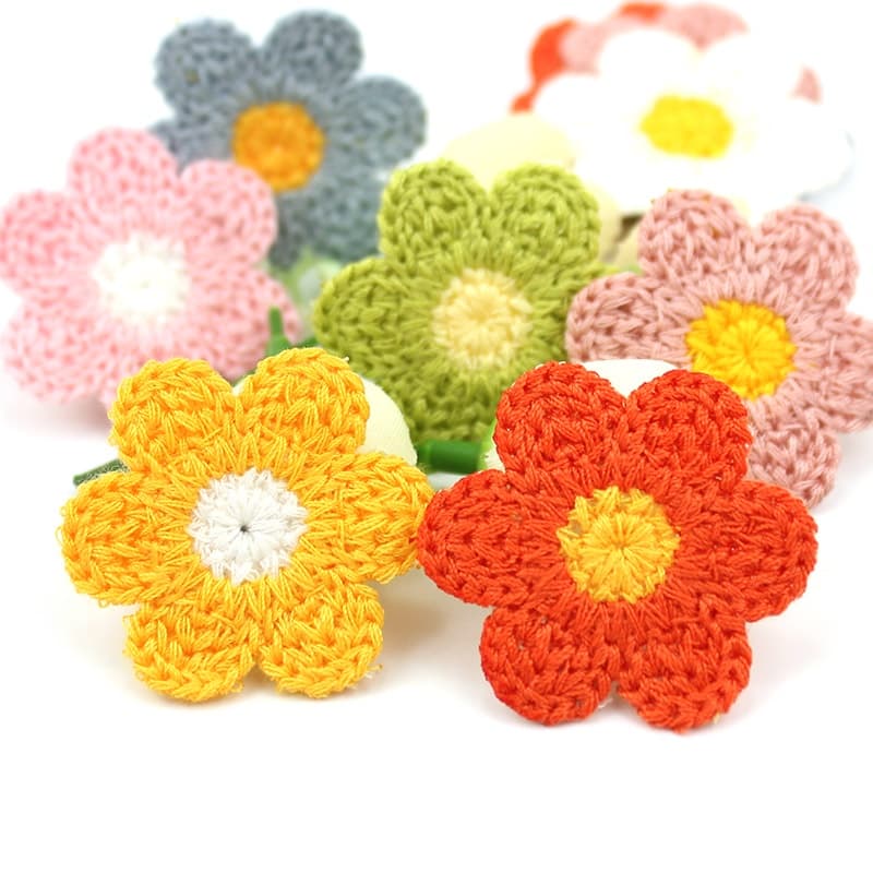 35Pcs 3,5cm Fios De Lã Bordados Flores Patches Costurar Appliques Para Artesanato Acessórios De Cabeleireiro Decoração De