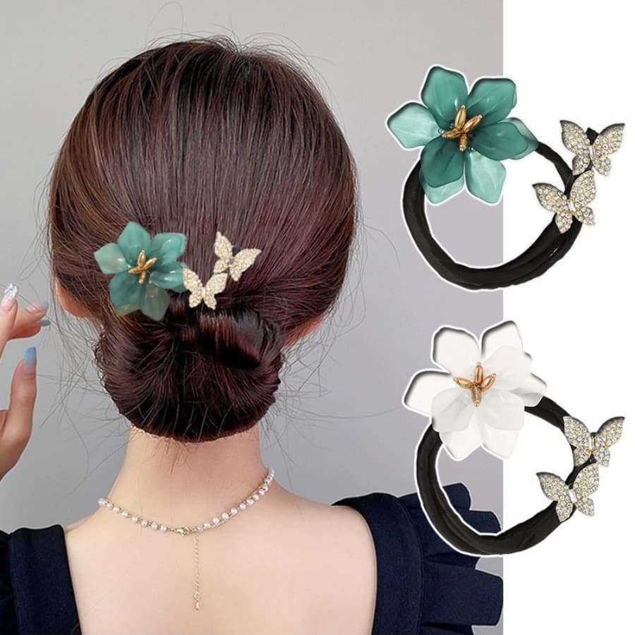 Cristal Strass Borboleta Hairpin Mulher Flor Contas Modelador De Cabelo Acessórios Para O