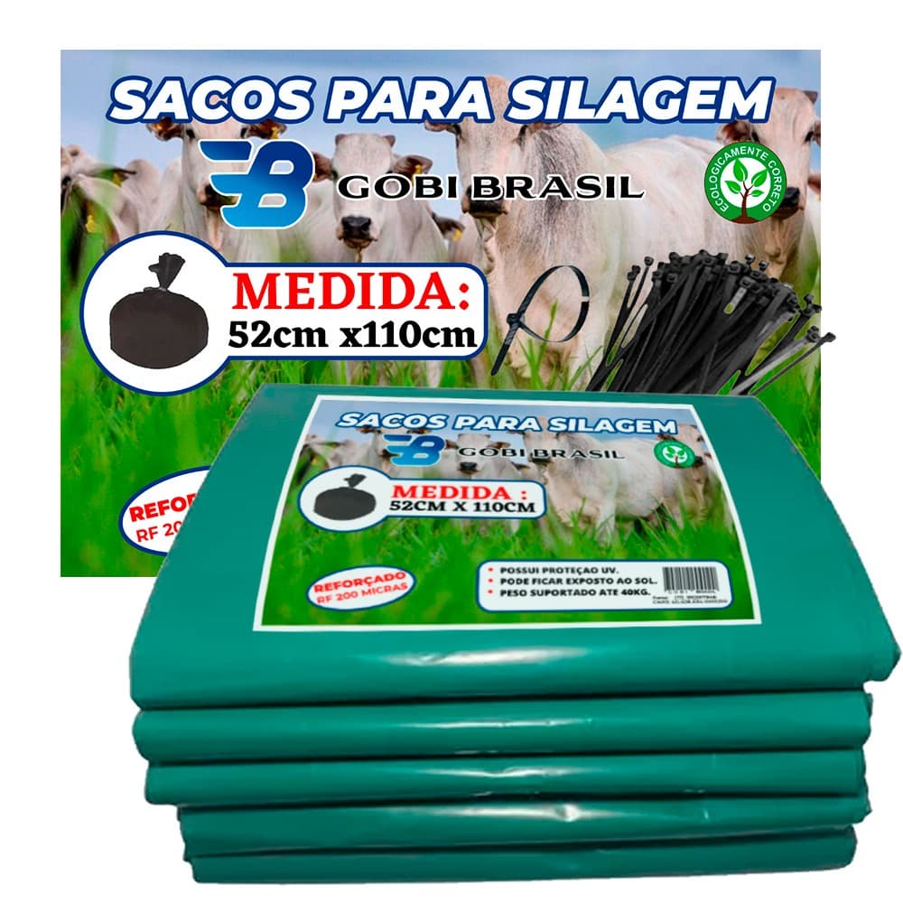 Saco Para Silagem Pacote com 50 Unidades + 50 Abraçadeiras