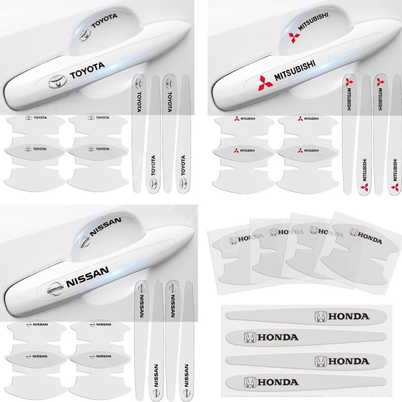 8Pcs/Set Car Logotipo Do Carro Porta Autocolante Transparente Anti-Riscos Decoração De Filme Protetor