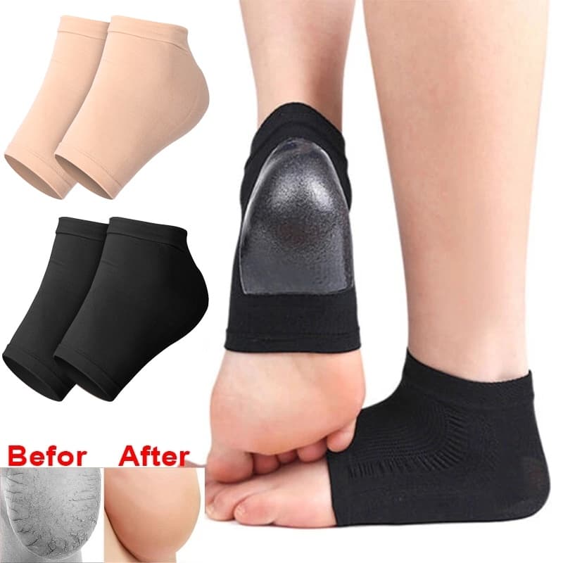 Meias De Borracha De Silicone Gel Anti-Rachaduras Calcanhar Elásticas Para Cuidados Com A Hidratação Proteção Dos Pés