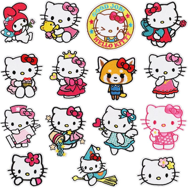 Hello Kitty Series Bordado De Anime De Fusão A Quente Patch De Pano Fofo Passado Em Roupas