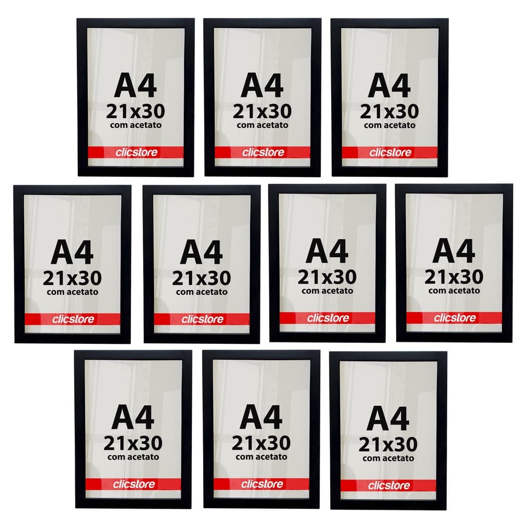 Kit 10 Molduras Quadro A4 Acetato Foto Poster Diploma 21x30