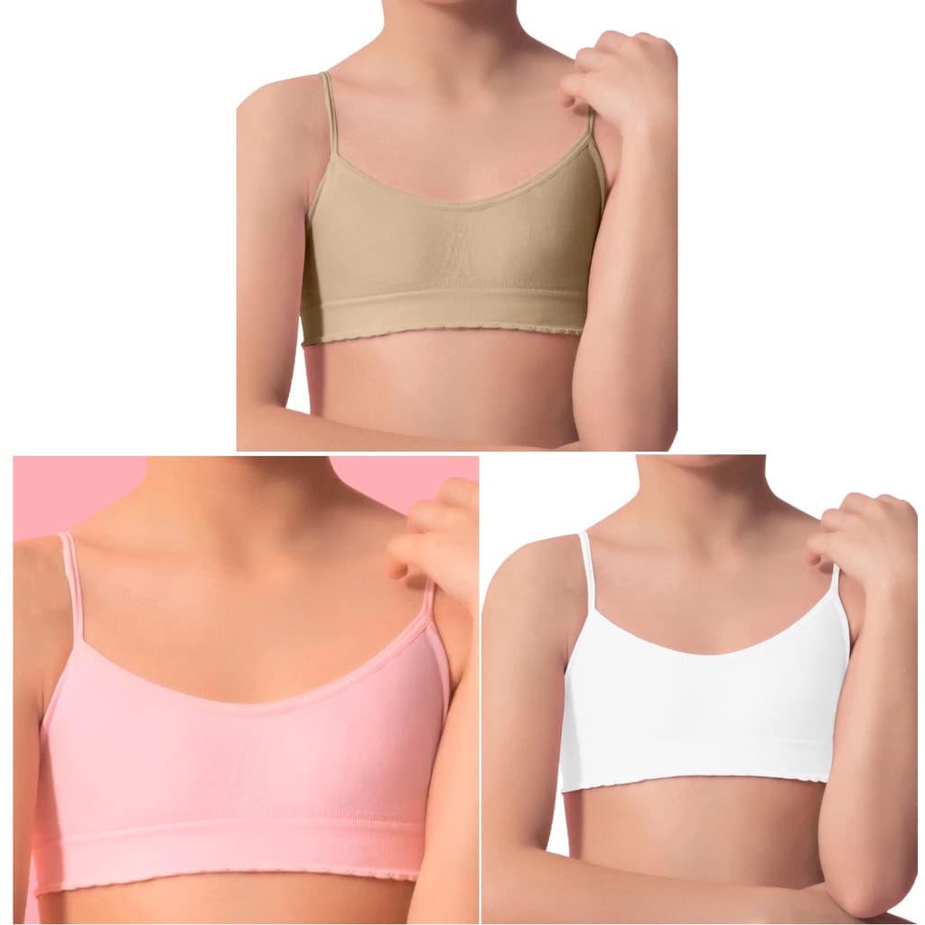 Kit 3 Tops Soutien Infantil Selene 20600.001 Sem Costura Sem Bojo Juvenil Nota Fiscal Original