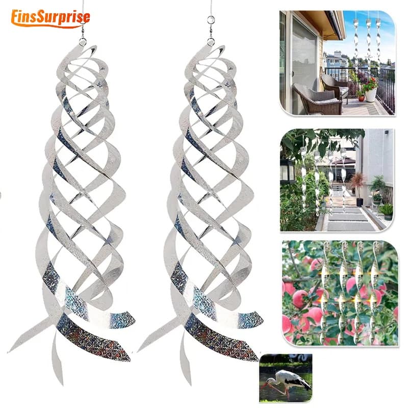 Refletores Espirais Repelentes De Pássaros Silver Mylar Spinner/Hanging Reflective Bird Deterrent Device Garden Fita Decorativa