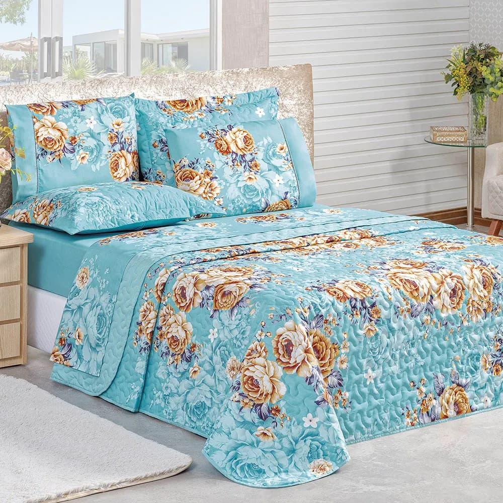 Cobre Leito Com Fronhas Casal Padrão 3 Peças Face Unica Matelado Cama Box