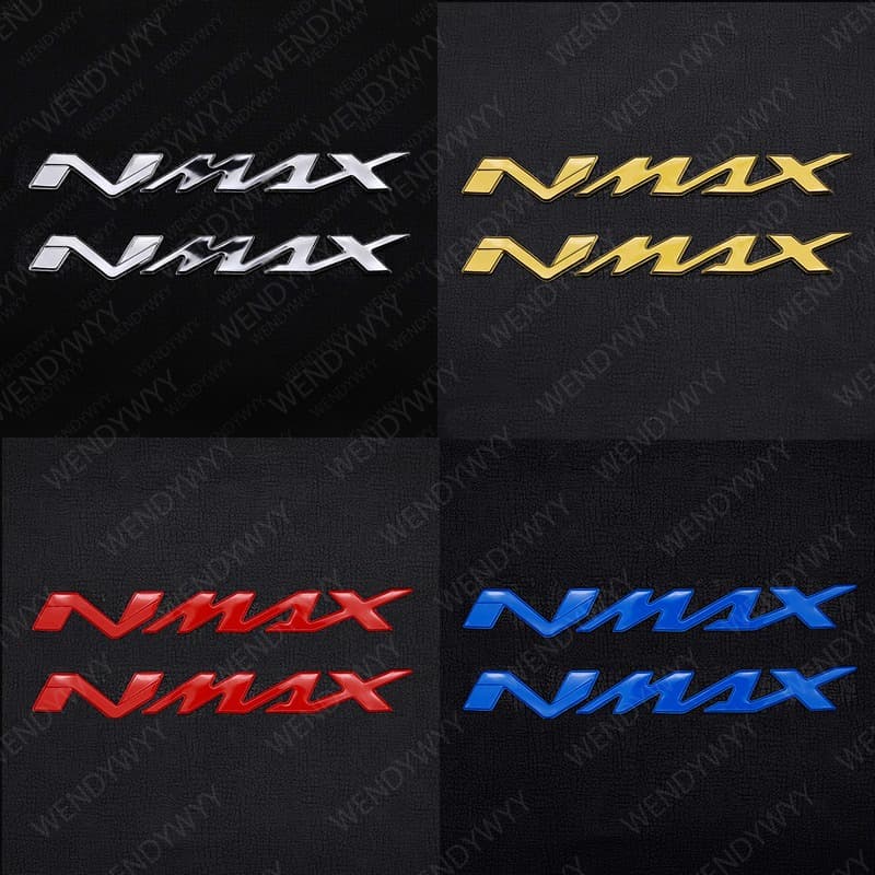 2pcs 3D NMAX Yamaha Emboss Carta Emblema Em Relevo Prata Ouro Vermelho Azul Preto Crachá Decalque Roda Tanque À Prova D'água Autocolante Anti-Riscos Para Decoração De Motocicletas
