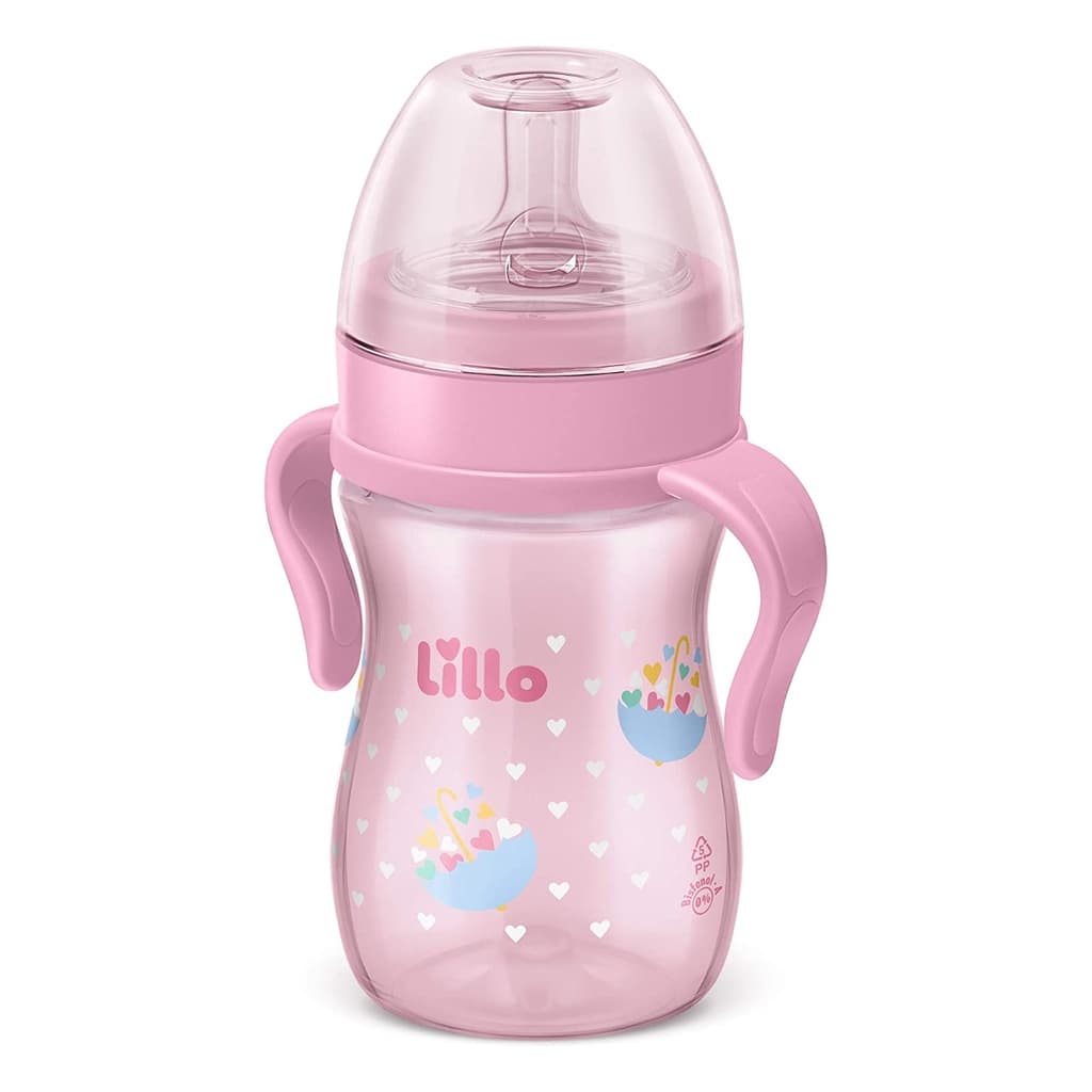 Mamadeira com Alça Super Evolution 240ml Rosa - Lillo