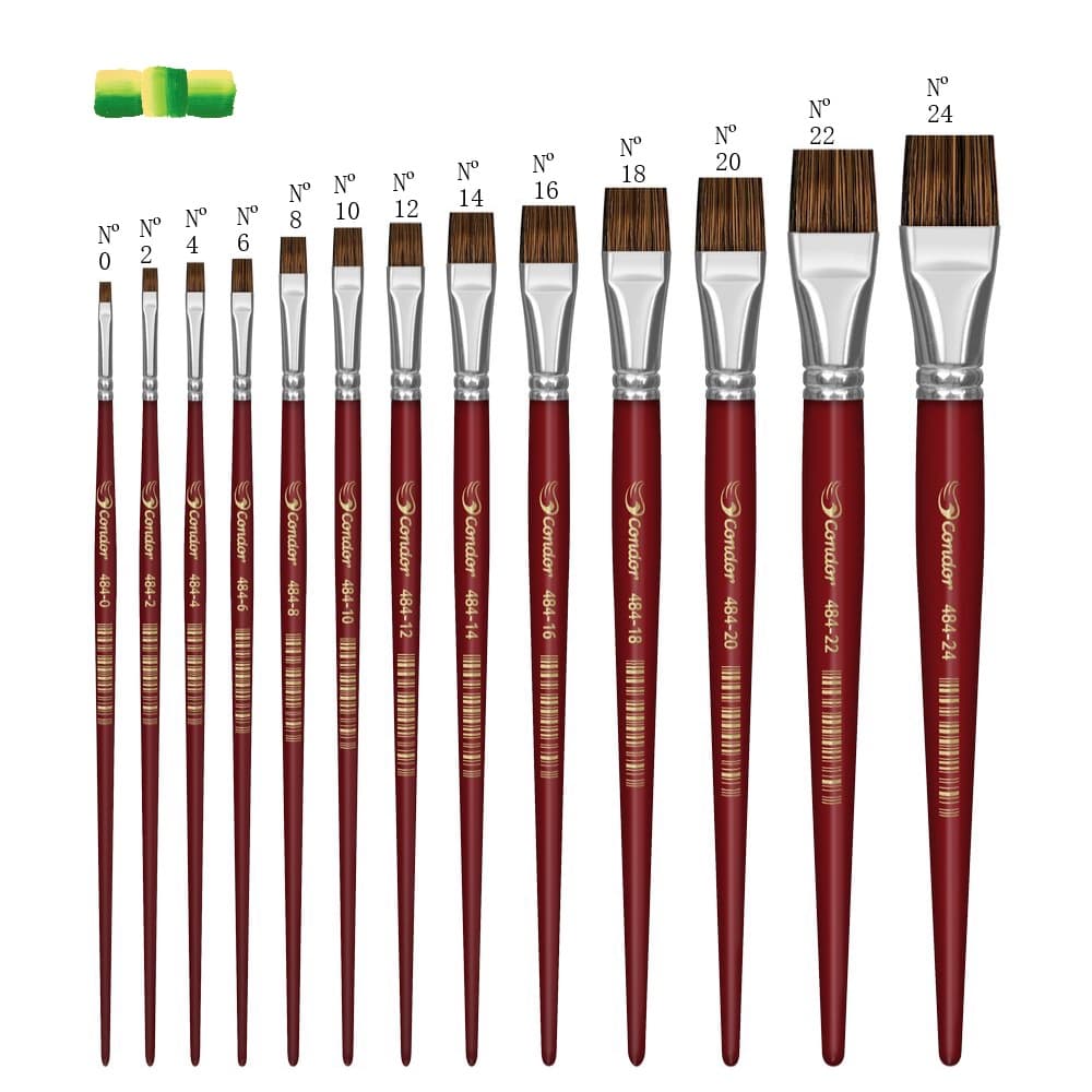 Pincel Chato Macio Pelo Orelha de Boi ref. 484 Condor Pintura Tela