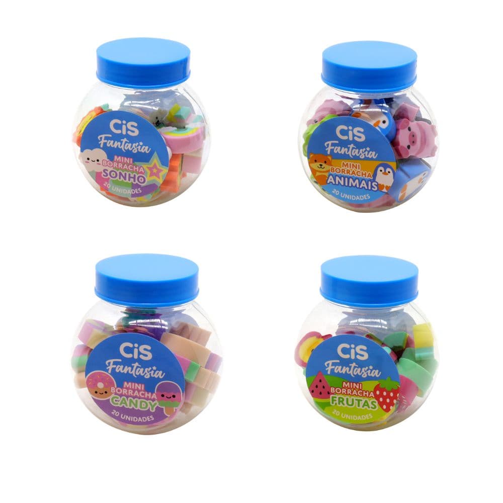 Mini Borracha Cis Fantasia Pote Com 20 Unidades À Escolha