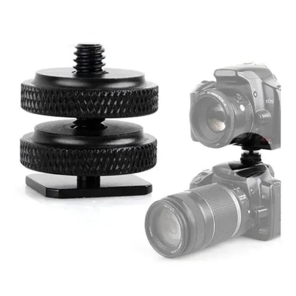 Adpatador Sapata Flash Iluminador Microfone Duas Travas 1/4