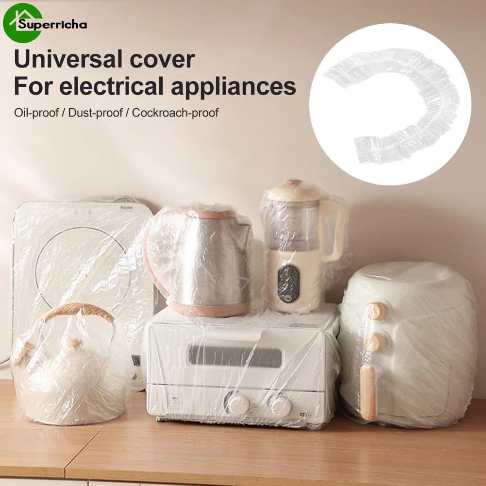 50/10Pcs Capa Plástica Descartável Para Eletrodomésticos De Cozinha Todos Os Fins Grande Espessa À Prova De Poeira Alimentos Frescos Mantendo O Envoltório Elástico