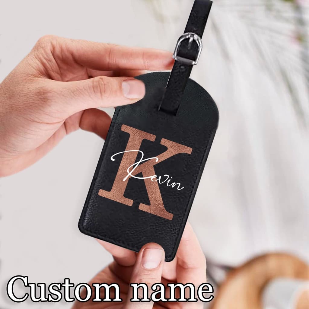 Inicial Personalizado Com Nome Monograma Etiqueta De Bagagem PU Couro Para Mala De Viagem Melhor Presente