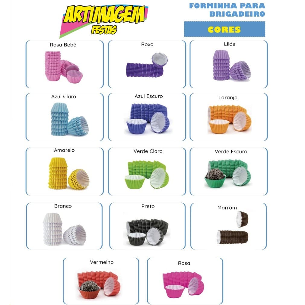 Artimagem Forminha para docinho brigadeiro N° 5 com 100 unidades - Forminha de papel forminha descartável