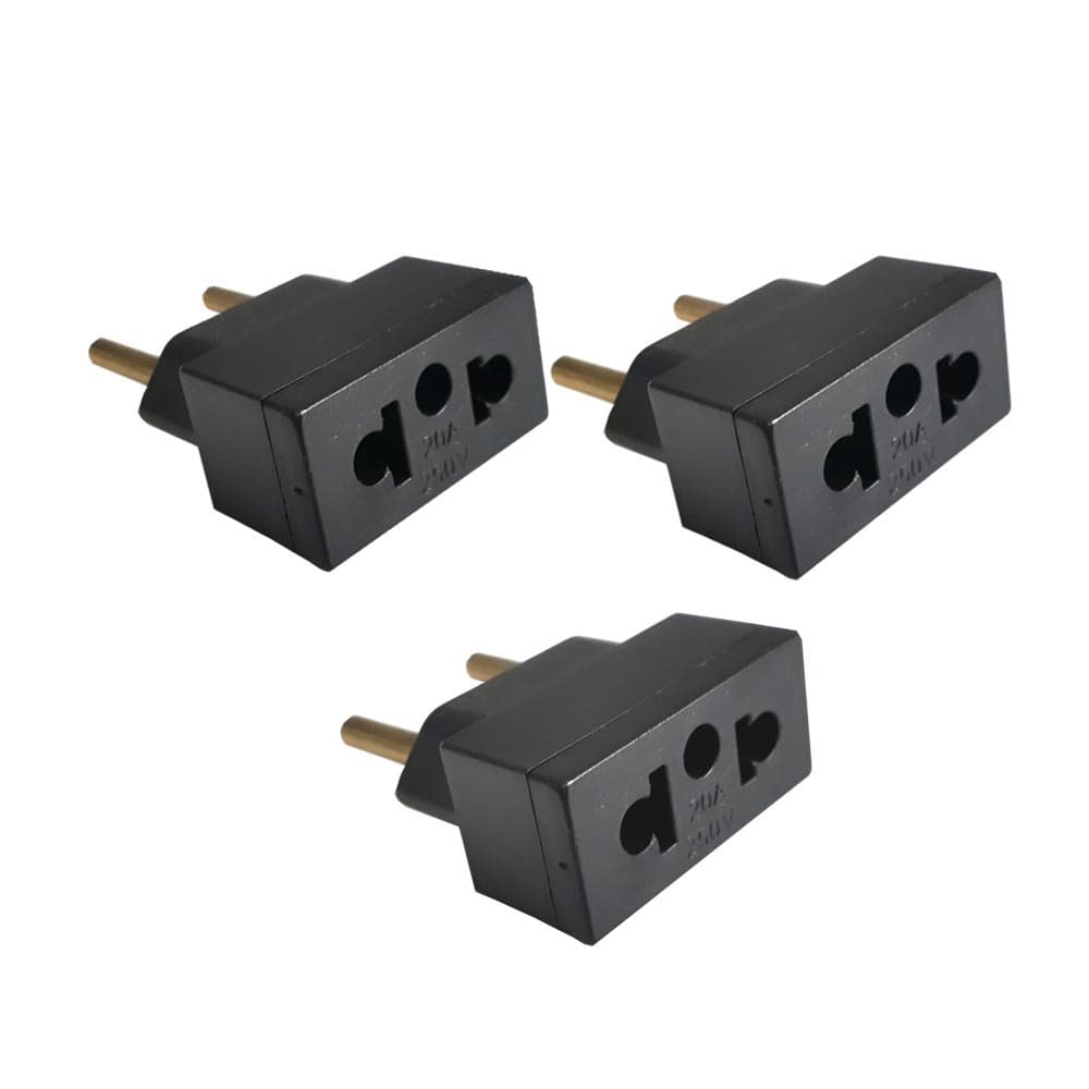 Kit 3 Adaptadores de Tomada Universal 20A - Preto