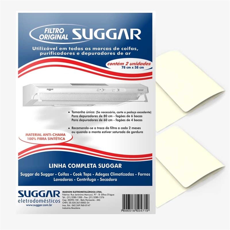 Manta Filtrante 2 Unidades Branca  Suggar MT0902BR