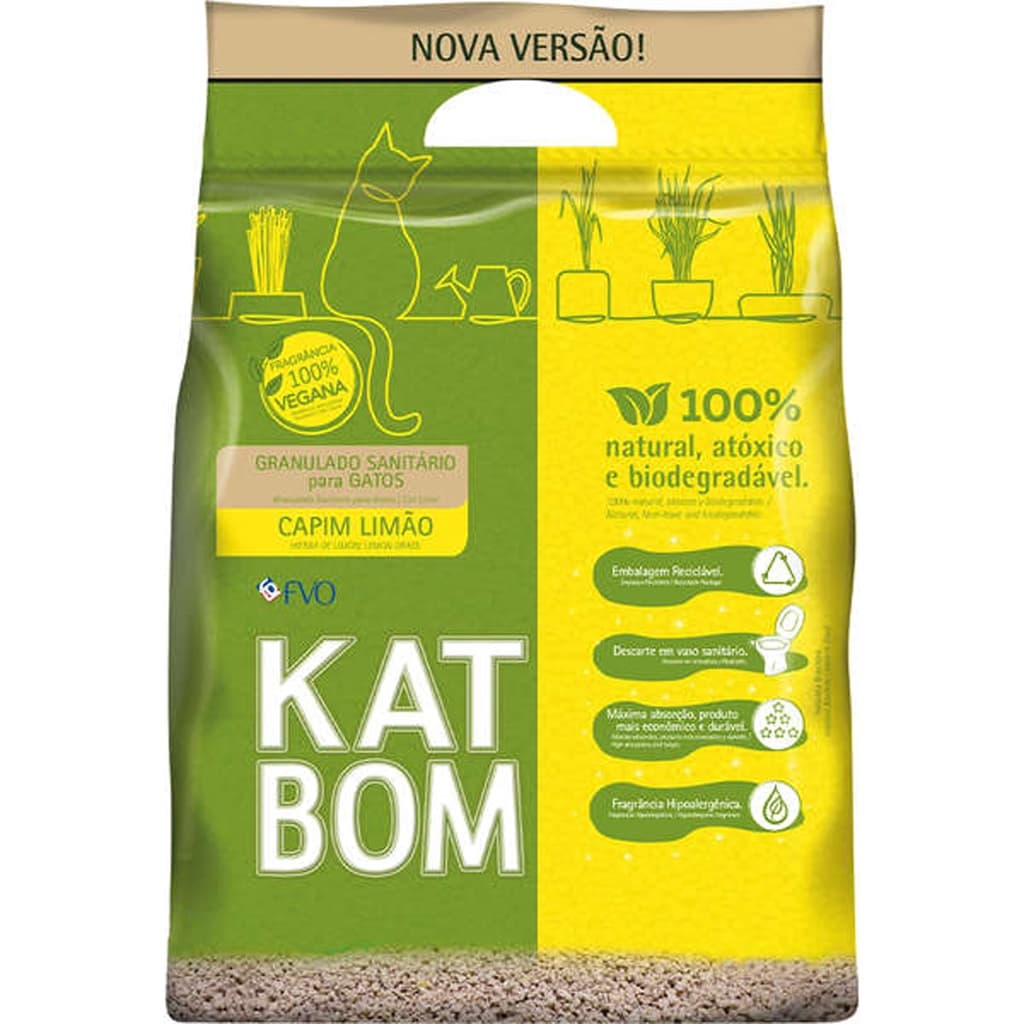 Katbom Capim Limão Granulado Sanitário para Gatos - 3 Kg