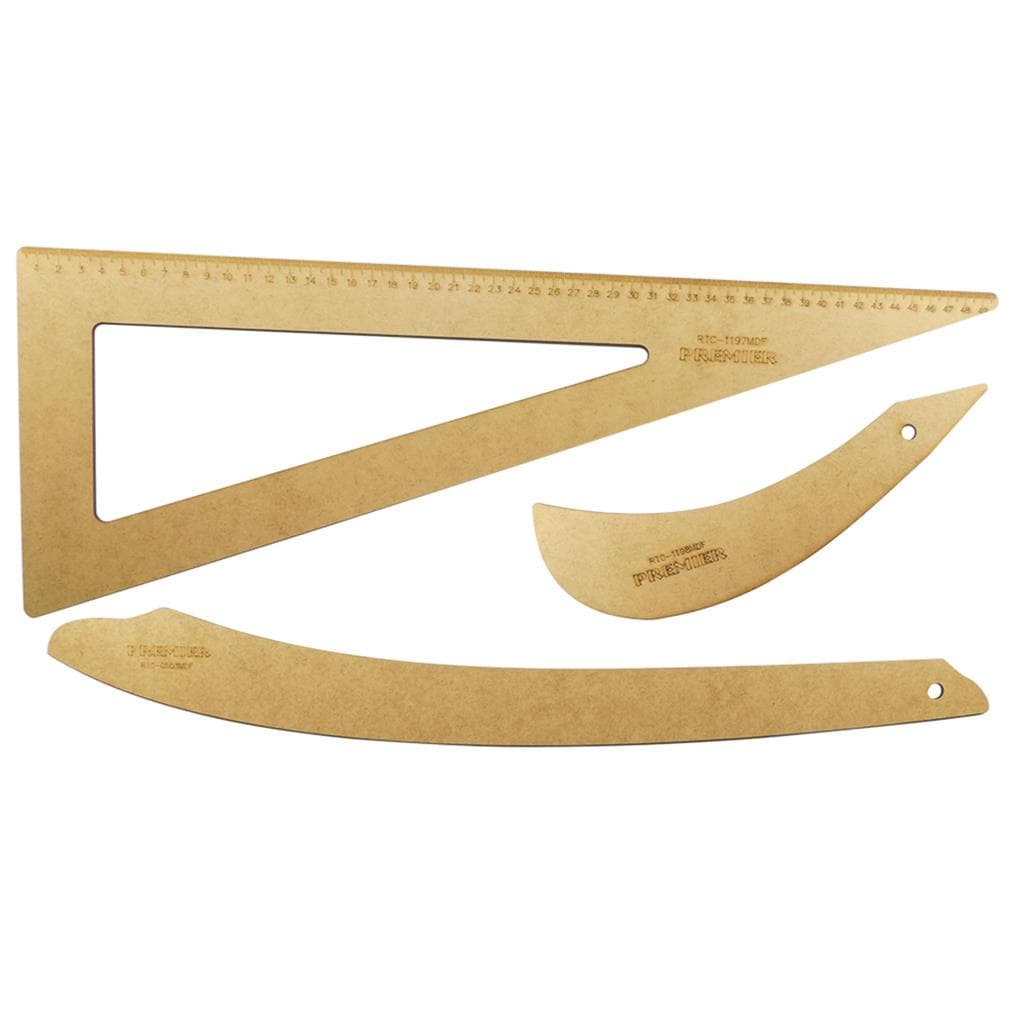 Jogo 3 Reguas Kit Esquadro Curva Quadril Costura Modelista
