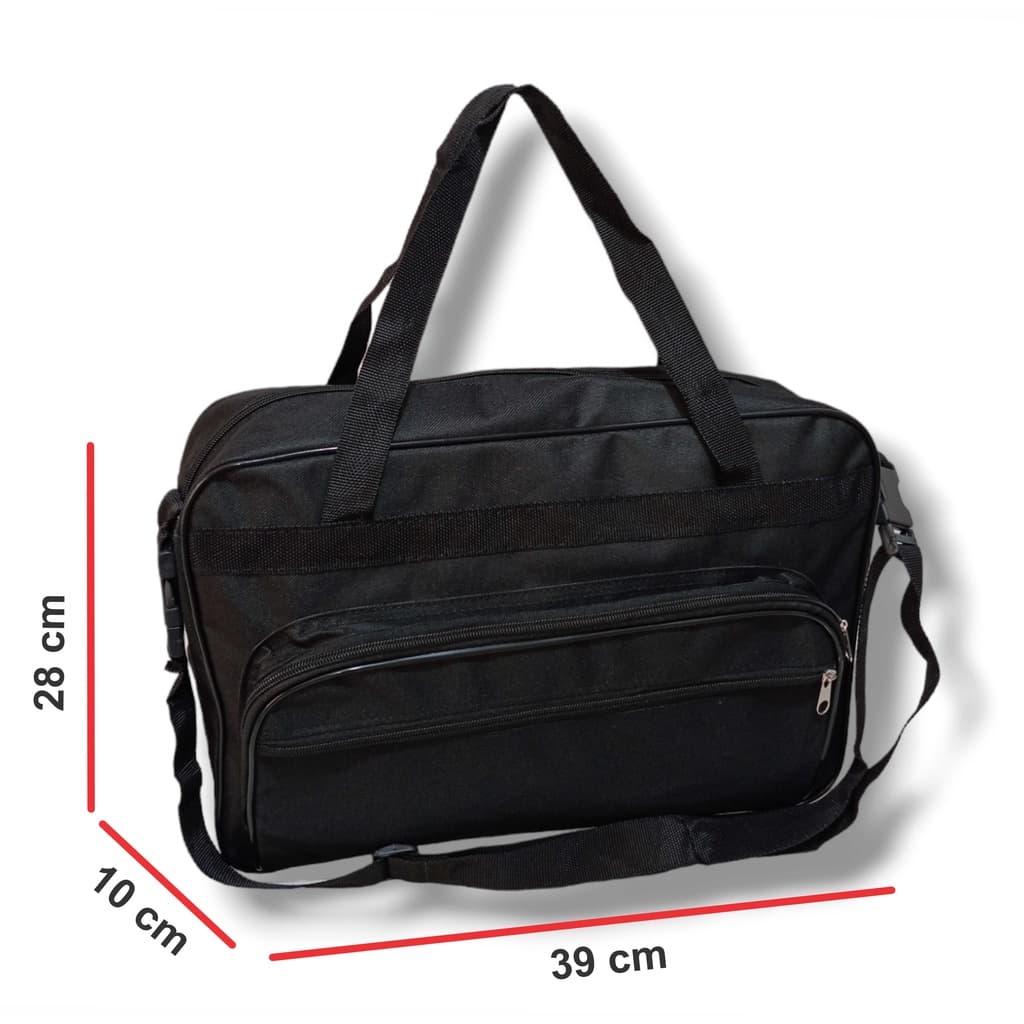 Bolsa pasta  transversal professor notebook básica cor preta com alça de mão e de ombro