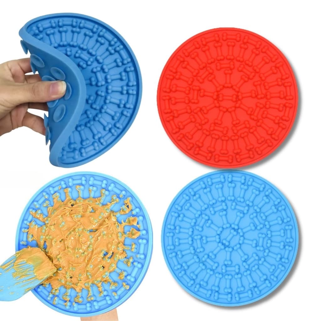 Comedouro Lento Tapete para Cachorro Pet Anti-Stress Brinquedo Interativo para Lamber Ventosa Parede