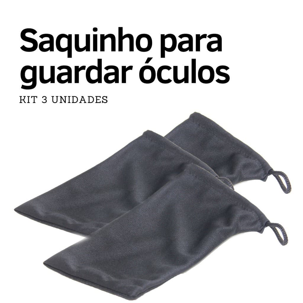 Saquinho para óculos - kit 3 unid. - Case Preto para a Proteção dos Óculos