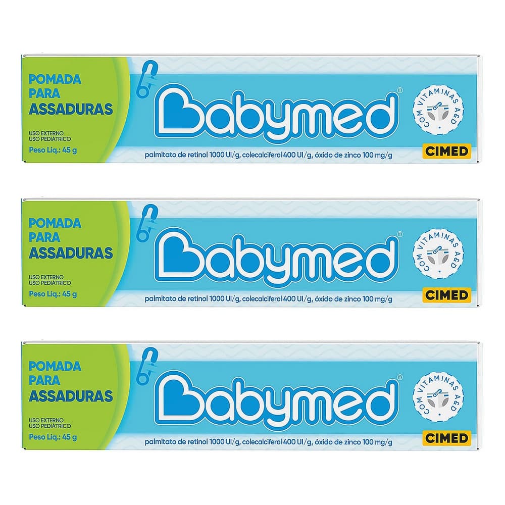 Pomada Para Prevenção De Assaduras Babymed Azul 45g - Kit 3 Unidades