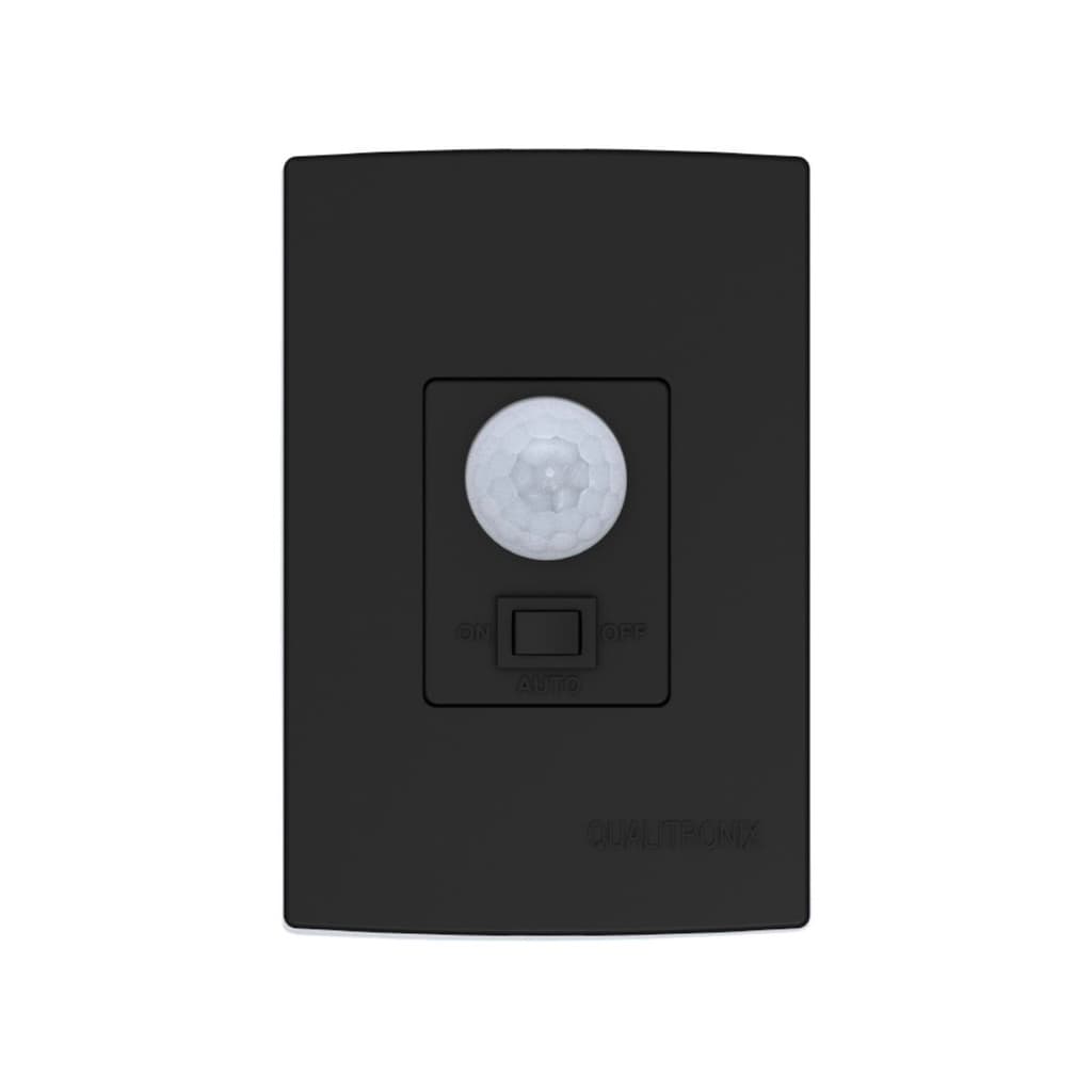 Sensor de Presença Multifuncional Parede 180º C/ Chave Preto