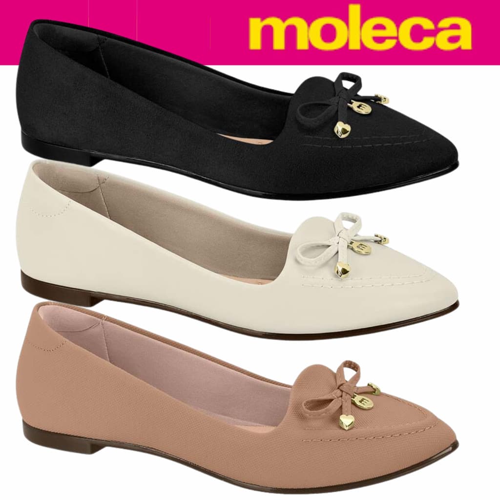 Sapatilha Feminina Moleca Laço Bico Fino Casual Conforto