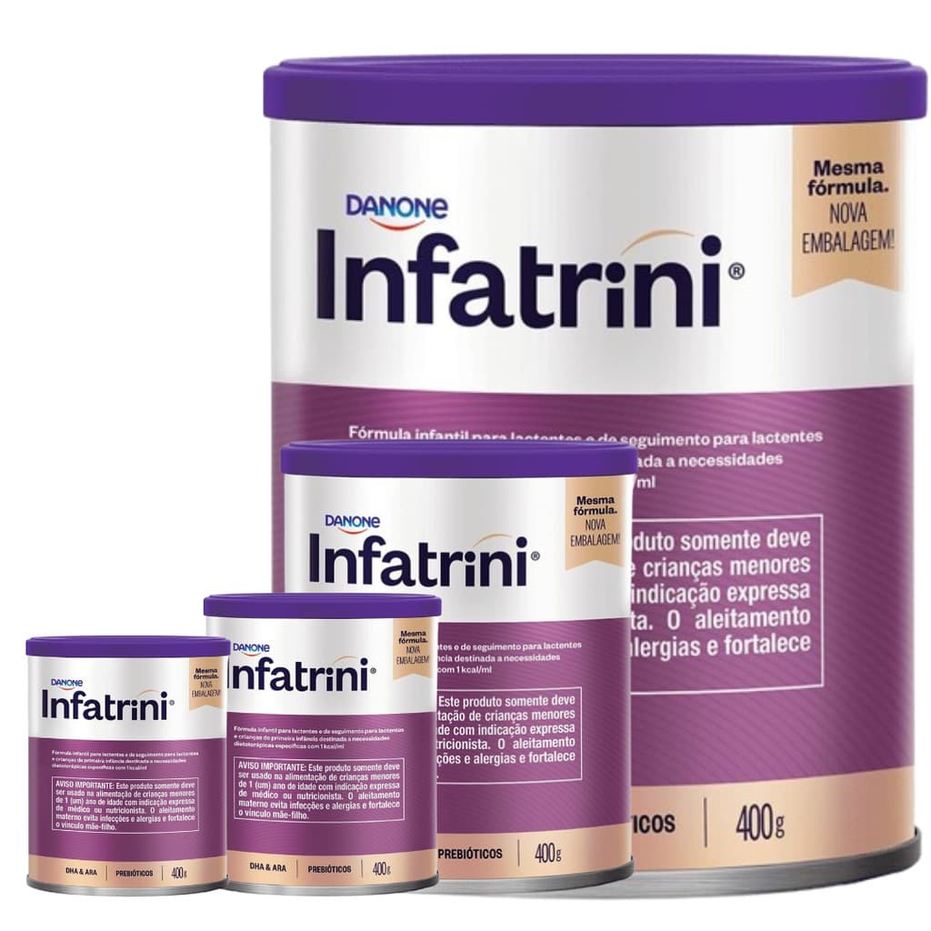 4 Latas -INFATRINI-Fórmula infantil em pó Danone- 400g -Sem Sabor