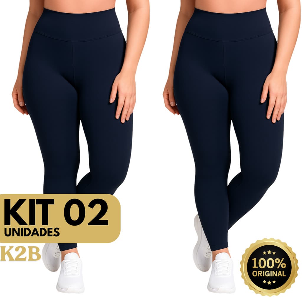 Kit 2 Legging K2B Original Cintura Alta Tecido Grosso Sem Transparência Fitness Academia Leg 7cm Cós