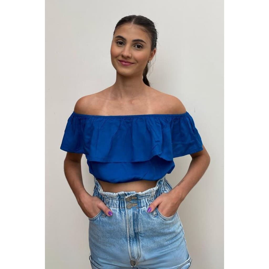 Blusa Cropped Azul Escuro