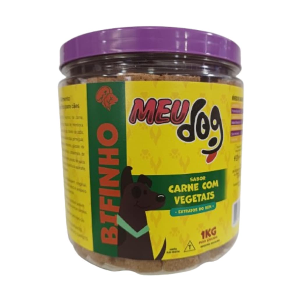 Bifinho Meu Dog sabor CARNE com VEGETAIS 1kg Pote