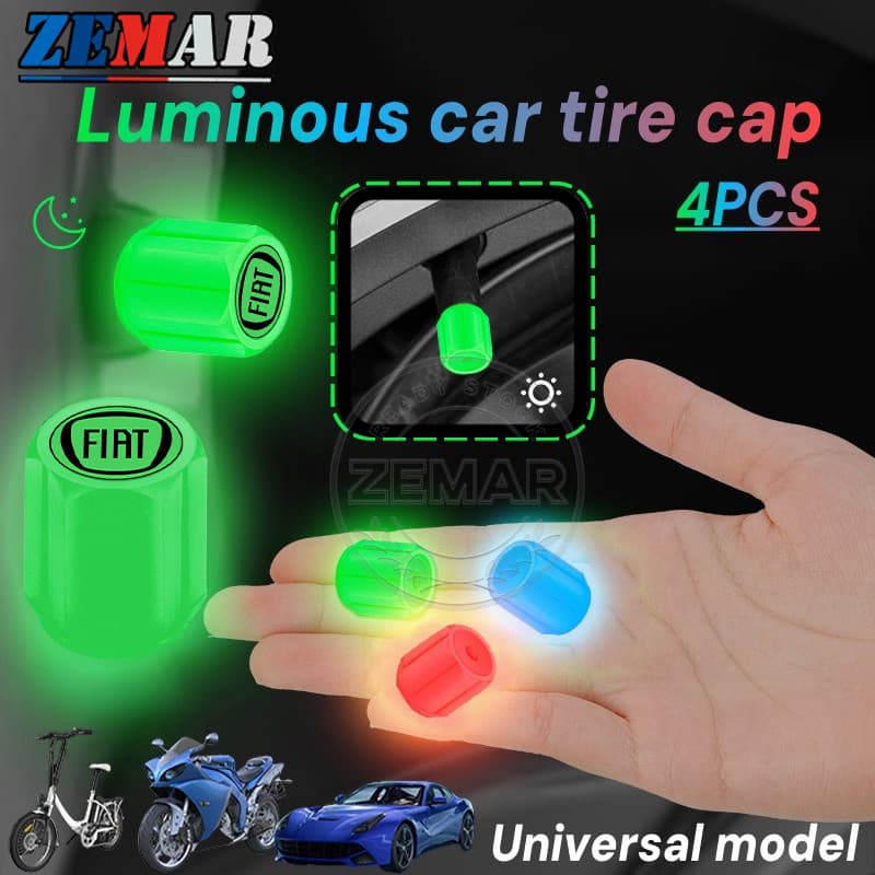 4 Unidades Fiat Luminous Tampas De Válvula De Pneu De Carro Motocicleta Automotiva Bicicleta Tampa Noctilucente Para Uno