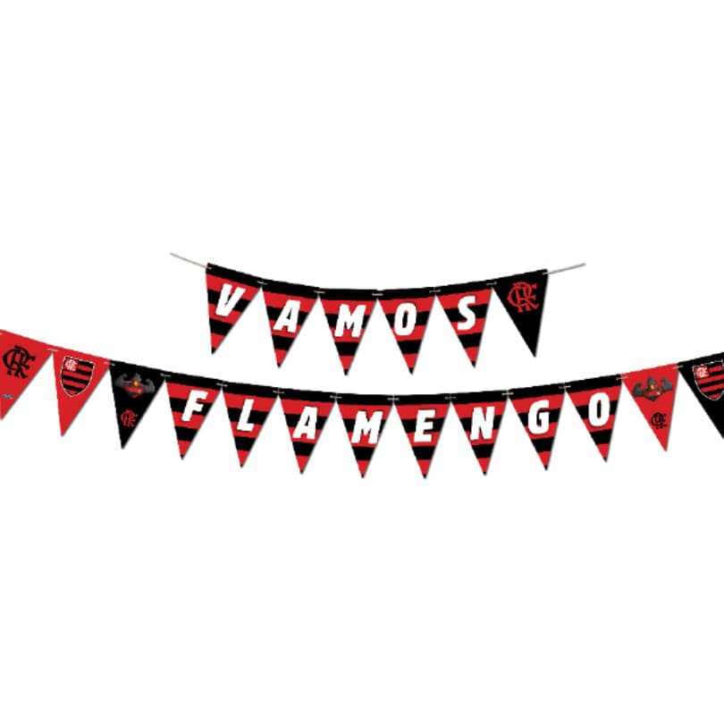 Faixa Decorativa Triangular Flamengo Para Aniversário Festa Temática Futebol FestColor