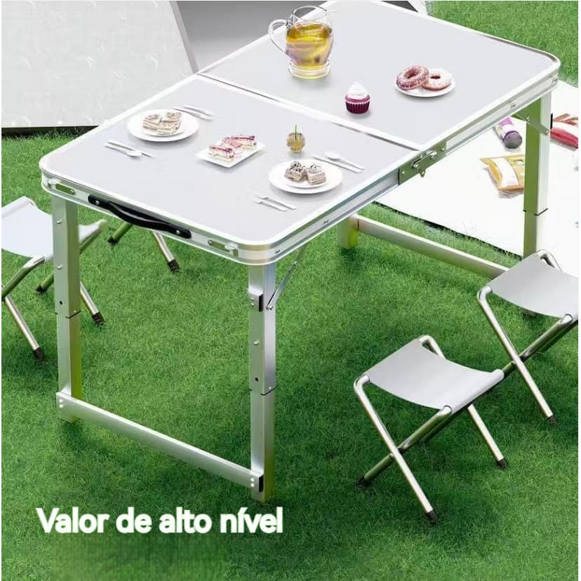Mesa Dobrável Tipo Maleta + Banqueta 120x60 Cm