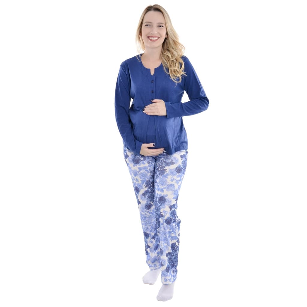 Pijama Feminino Gestante Canelado Madam Victory