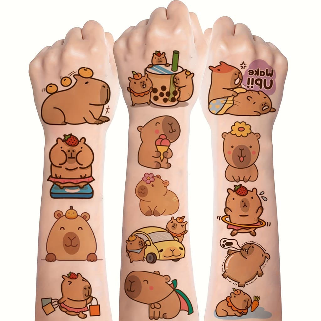 30 Peças De Adesivos De Capivara , Tatuagens Temporárias De Golfinho Fofo , Formato Oblongo , Para Presente De Aniversár