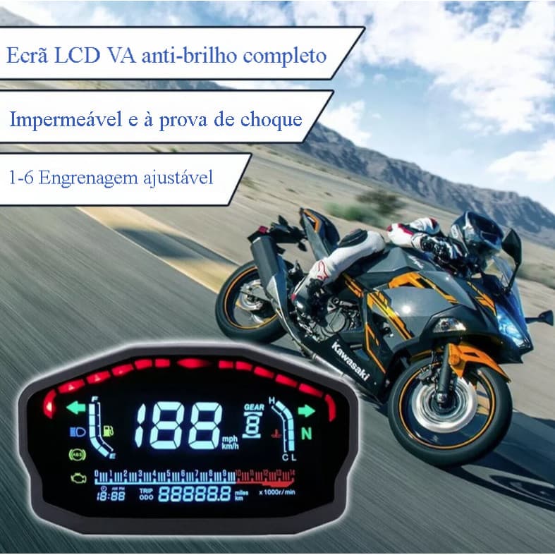 Motocicleta Universal LED LCD velocímetro Digital tacômetro Backlight medidor adequado para Honda Kawasaki Suzuki Ducati