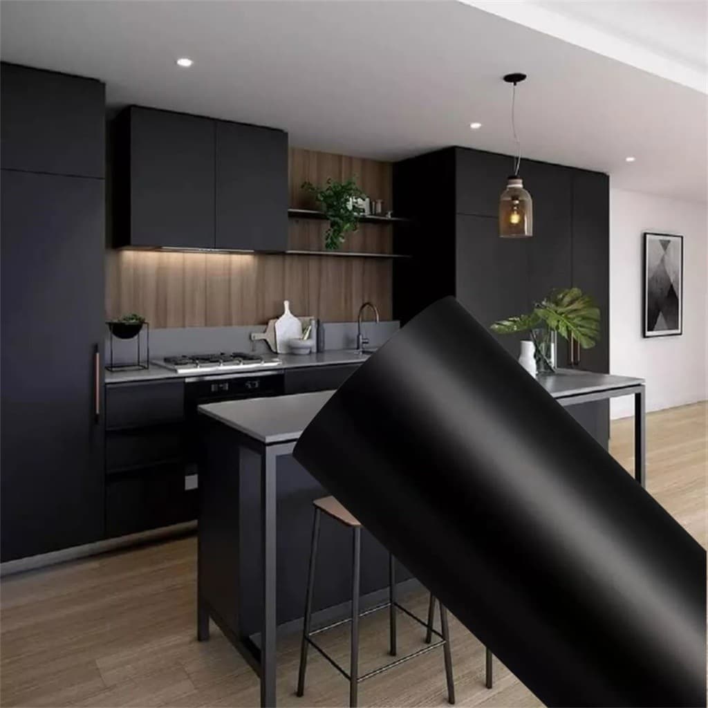 Papel Adesivo Preto 5 METROS X 45CM Adesivo Para Parede Moveis Geladeiras Eletrodoméstico