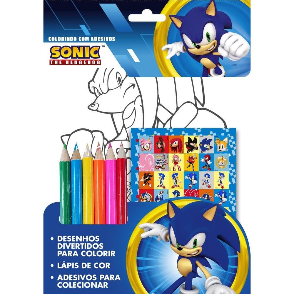 Sonic Colorindo com Adesivos